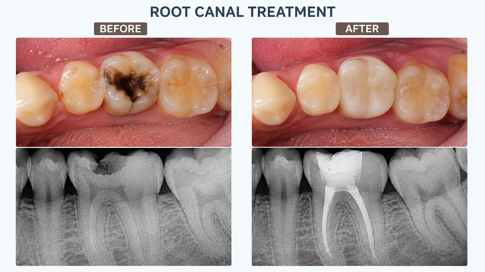 Root Canal Treatment Before and After treatment result